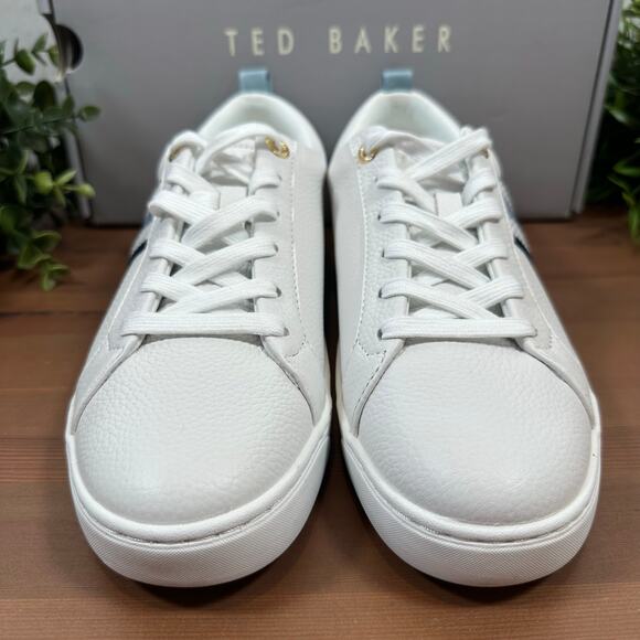 Ted Baker Women's Blue White Leather Sneakers Size 11 - Picture 3 of 8